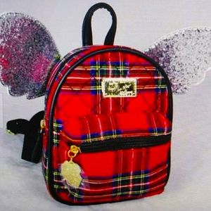 Betsey Johnson Mini Wing Plaid Backpack NWT